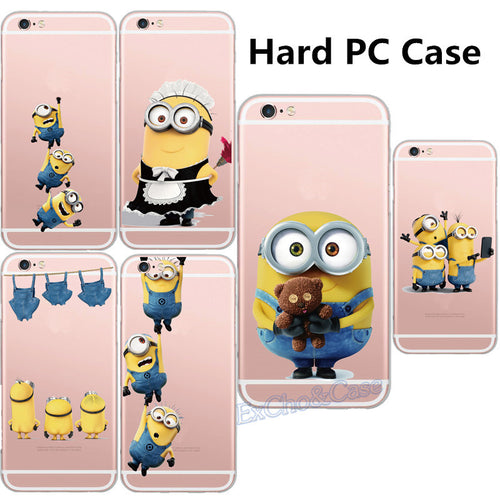 Cute Cartoon Big Eyes Despicable Me Minions Painted Cell Phone Cases for iPhone 5 5s SE 6 6s plus Silicon Gel Hard PC Phone Case