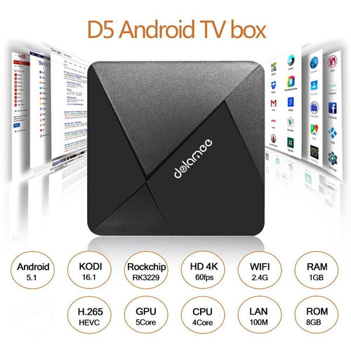 DOLAMEE D5 Android TV Box RK3229 Android 5.1 Fully Loaded 2GB DDR3 8GB emmc Miracast Streaming HD Smart TV Media Player WiFi