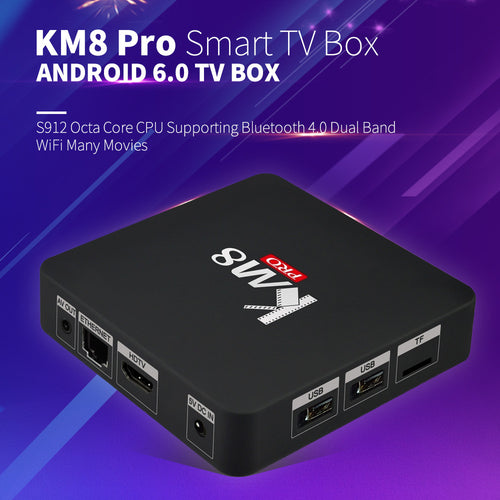 [Genuine] KM8 Pro Smart TV Box Android 6.0 TV Box Amlogic S912 Octa Core CPU Supporting Bluetooth 4.0 Dual Band WiFi Many Movies