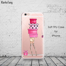 Beautiful Girl drink coffee Design Transparent TPU Case Cover For Iphone 6 6s 5 5s SE 7 7Plus Fashion Cell Phone Cases