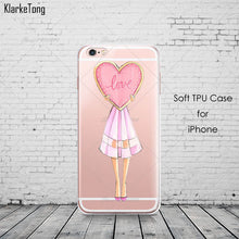 Beautiful Girl drink coffee Design Transparent TPU Case Cover For Iphone 6 6s 5 5s SE 7 7Plus Fashion Cell Phone Cases