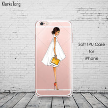 Beautiful Girl drink coffee Design Transparent TPU Case Cover For Iphone 6 6s 5 5s SE 7 7Plus Fashion Cell Phone Cases