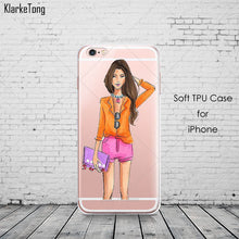 Beautiful Girl drink coffee Design Transparent TPU Case Cover For Iphone 6 6s 5 5s SE 7 7Plus Fashion Cell Phone Cases