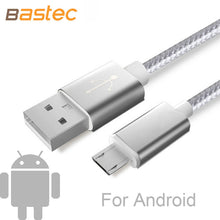 Bastec USB Data Charger Cable Nylon Braided Wire Metal Plug Micro USB Cable for iPhone 6 6s Plus 5s 5 iPad mini Samsung Sony HTC