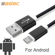 Bastec USB Data Charger Cable Nylon Braided Wire Metal Plug Micro USB Cable for iPhone 6 6s Plus 5s 5 iPad mini Samsung Sony HTC