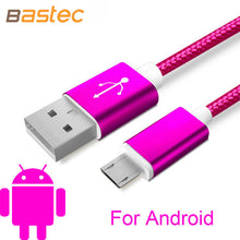 Bastec USB Data Charger Cable Nylon Braided Wire Metal Plug Micro USB Cable for iPhone 6 6s Plus 5s 5 iPad mini Samsung Sony HTC