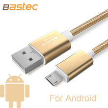 Bastec USB Data Charger Cable Nylon Braided Wire Metal Plug Micro USB Cable for iPhone 6 6s Plus 5s 5 iPad mini Samsung Sony HTC