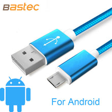 Bastec USB Data Charger Cable Nylon Braided Wire Metal Plug Micro USB Cable for iPhone 6 6s Plus 5s 5 iPad mini Samsung Sony HTC