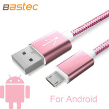 Bastec USB Data Charger Cable Nylon Braided Wire Metal Plug Micro USB Cable for iPhone 6 6s Plus 5s 5 iPad mini Samsung Sony HTC