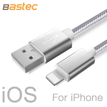 Bastec USB Data Charger Cable Nylon Braided Wire Metal Plug Micro USB Cable for iPhone 6 6s Plus 5s 5 iPad mini Samsung Sony HTC