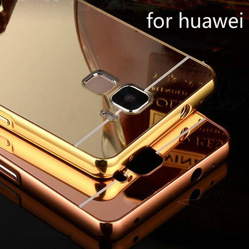 Ultra-thin Metal Frame Mirror Electroplate Cell Phone case for huawei nova p7 p8 p8lite p9 p9plus honor8 mate8 Shockproof Cover