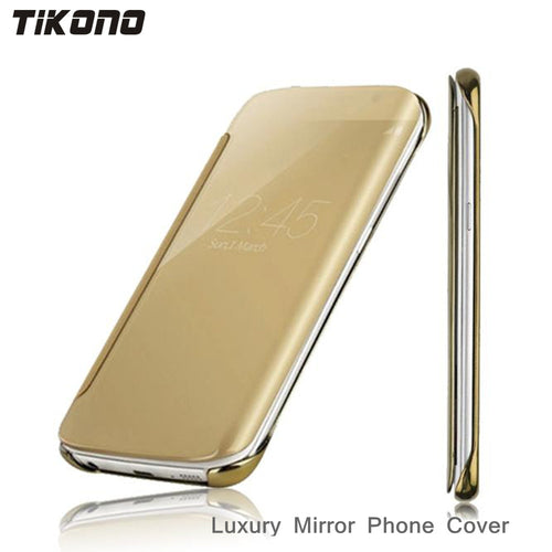 Luxury Mirror Case For Samsung S7 S7edge Clear View Window Flip Hard Back Case Cover For Samsung S6 S6edge Plus Cell Phone Case